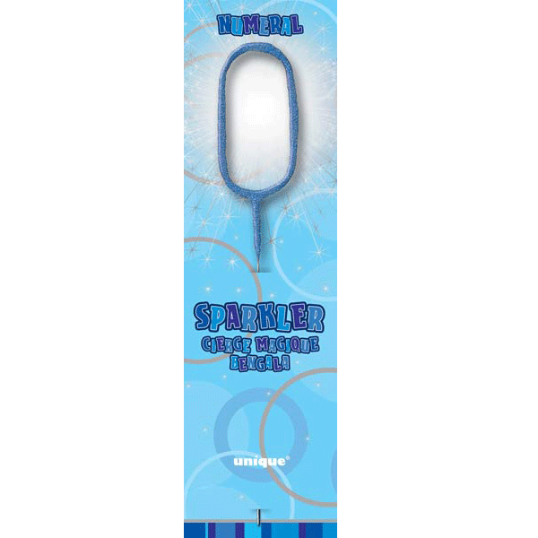 7" Blue Glitz Number 0 Sparkler
