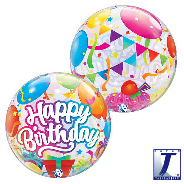 (image for) 22" Happy Birthday Surprise Stretchy Bubble Balloons