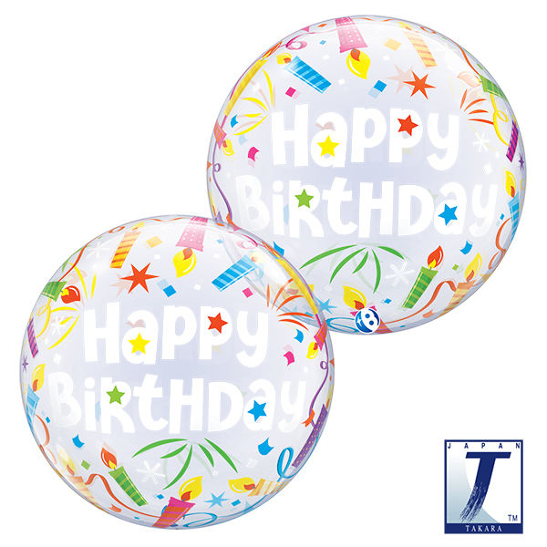 (image for) 22" Birthday Lit Candles Stretchy Bubble Balloons