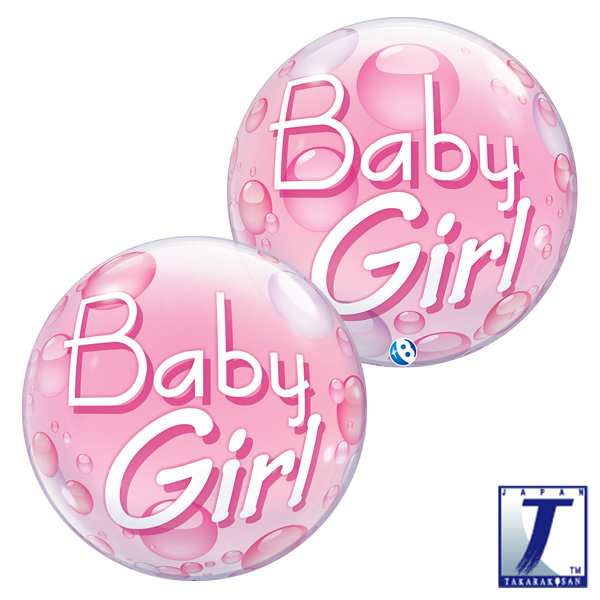 (image for) 22" Baby Girl Pink & Confetti Dots Stretchy Bubble Balloons