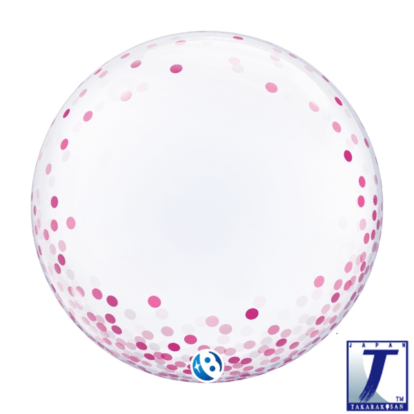 (image for) 24 " Pink Confetti Stretchy Deco Bubble Balloons
