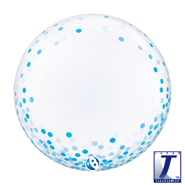 (image for) 24" Blue Confetti Stretchy Deco Bubble Balloons
