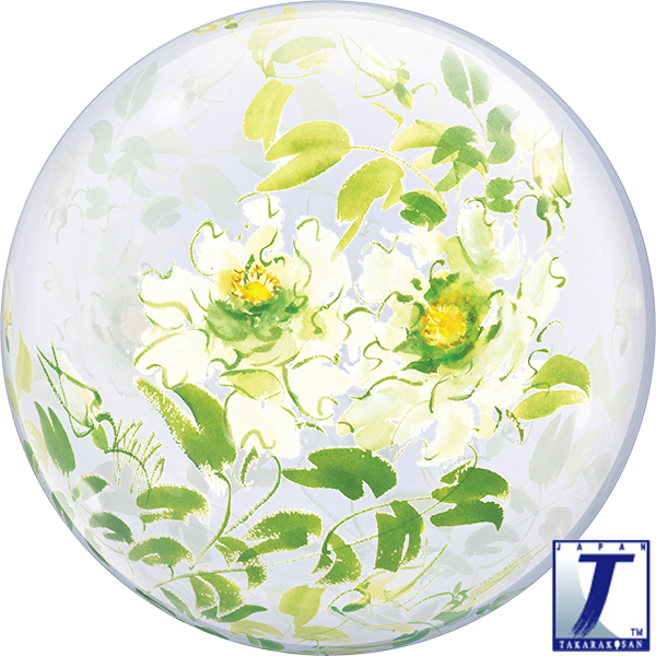 (image for) 24" Kyoko White Rose Stretchy Deco Bubble Balloons