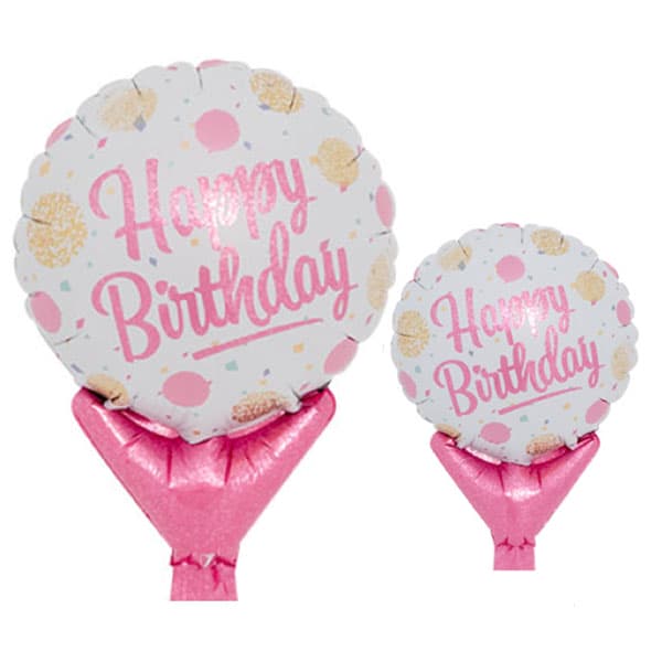 (image for) 5" Happy Birthday Gold And Pink Dots Balloon.