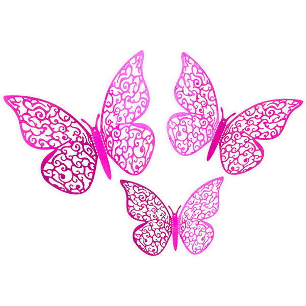 (image for) 3D Fuchsia Pink Adhesive Butterflies 12 pack