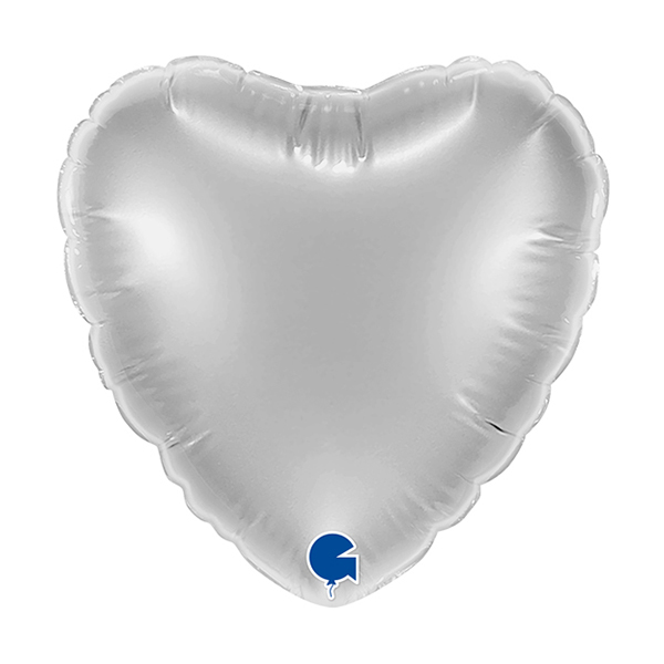 4" Grabo Silver Plain Heart Air Fill Balloons