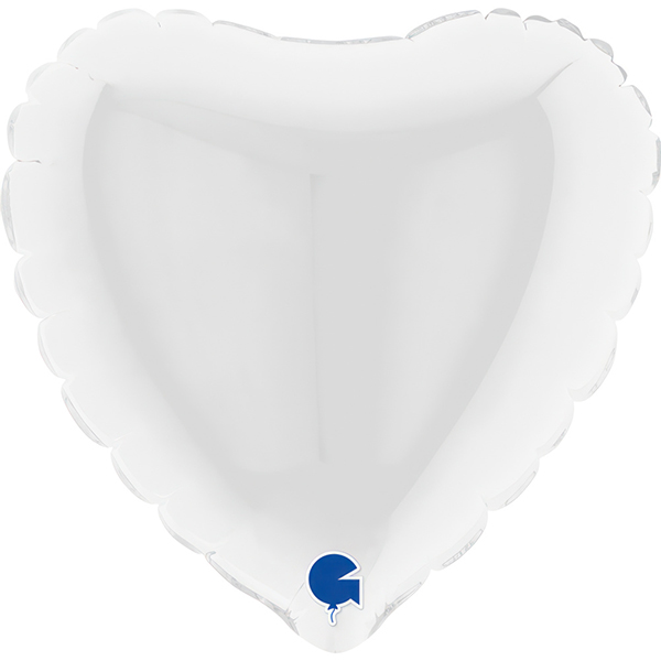 (image for) 4" Grabo Metallic White Plain Heart Air Fill Balloons