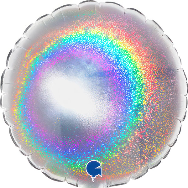 (image for) 4" Grabo Glitter Holographic Silver Plain Round Air Fill Balloons