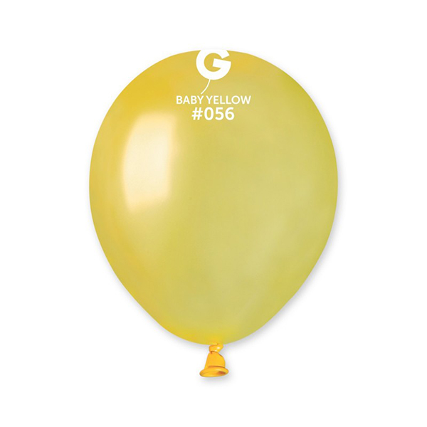5" Metallic Baby Yellow Latex Balloons 50pk