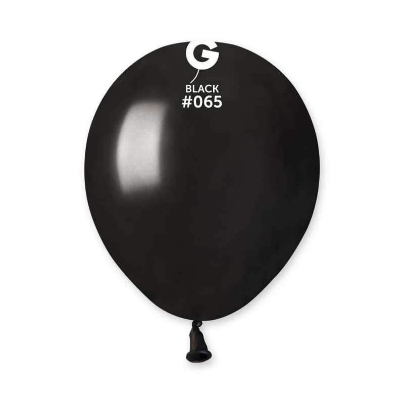 5" Metallic Black #065 Latex Balloons 50pk