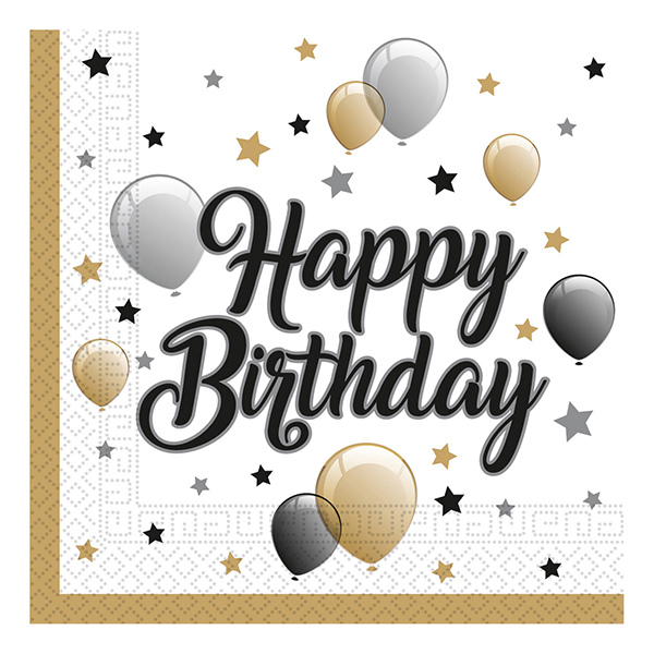 (image for) Celebration Balloons Milestone Happy Birthday Paper Napkins 20pk