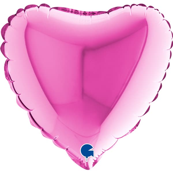 9" Grabo Fuchsia Pink Plain Heart Air Fill Balloons