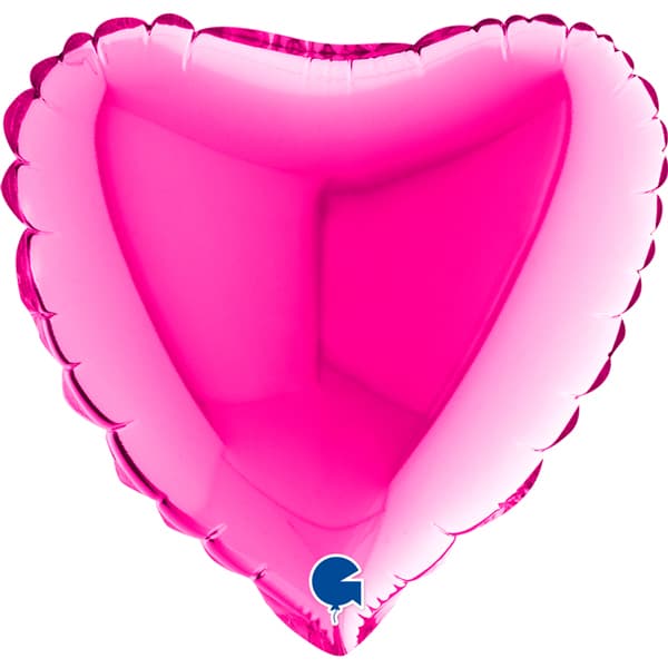 9" Grabo Magenta Pink Plain Heart Air Fill Balloons