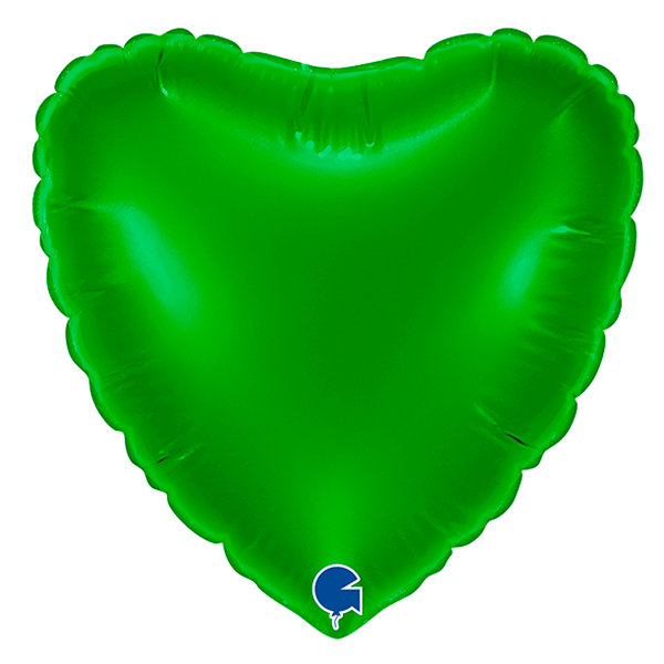 (image for) 9" Grabo Green Plain Heart Air Fill Balloons