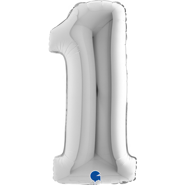 40" Grabo Silver Number 1 Shape Balloons