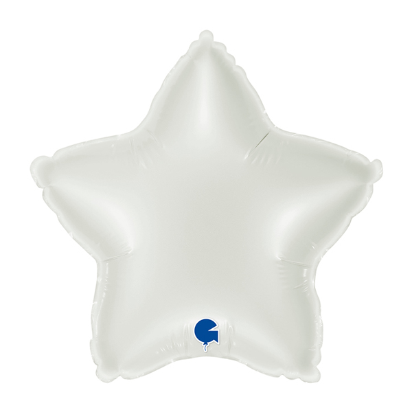 9" Grabo White Plain Star Air Fill Balloons