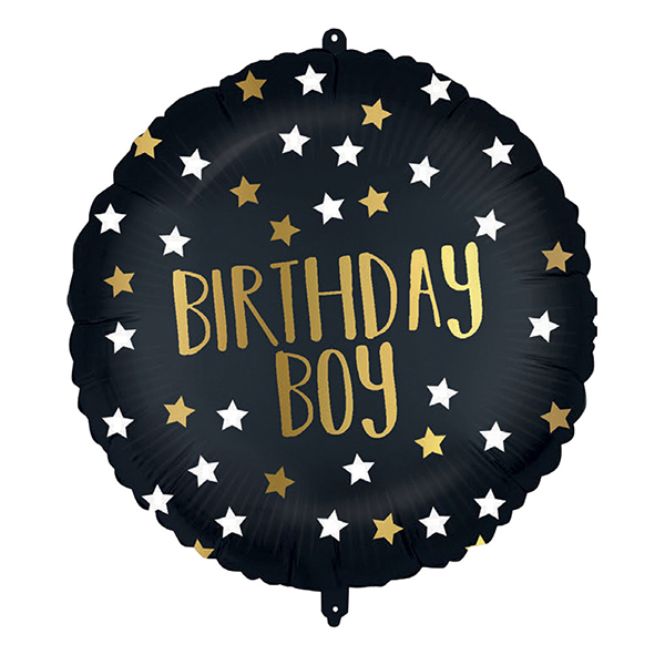 18" Black And Gold Birthday Boy Foil Balloons