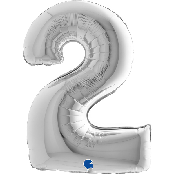 40" Grabo Silver Number 2 Shape Balloons