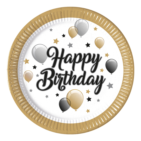 (image for) Celebration Balloons Milestone Happy Birthday Paper Plates 8pk