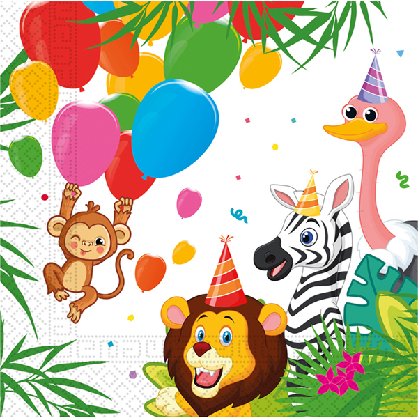(image for) Jungle Balloons Paper Napkins 20pk