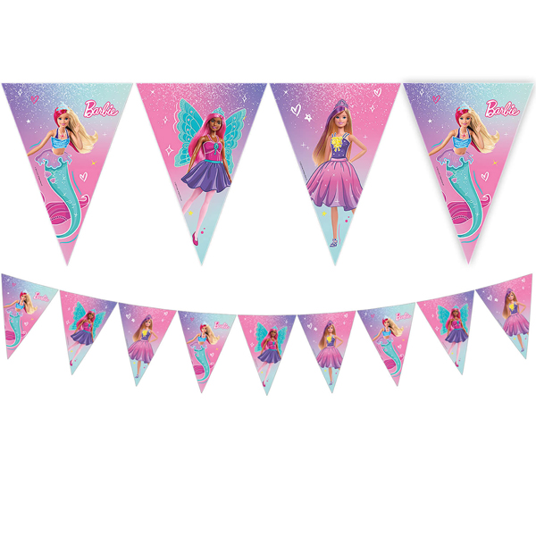 Barbie Fantasy Party Paper Triangle Flag Banner
