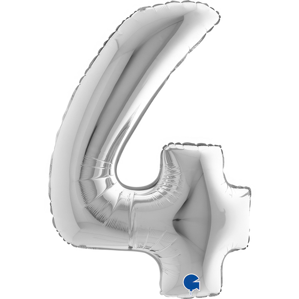 40" Grabo Silver Number 4 Shape Balloons