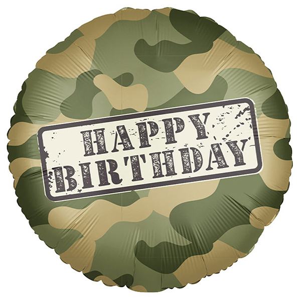 18" Happy Birthday Camouflage Foil Balloons
