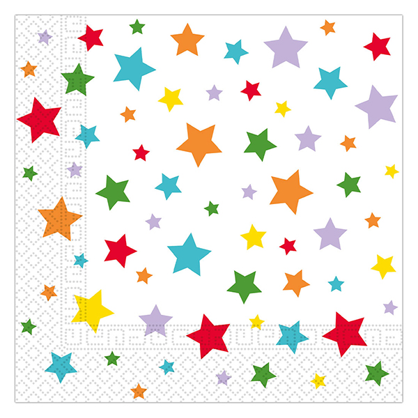Multicolor Bright Stars Paper Napkins 20pk