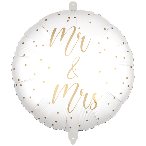 (image for) 18" Mr And Mrs Gold Dotty Foil Balloons