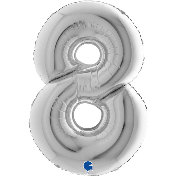 40" Grabo Silver Number 8 Shape Balloons