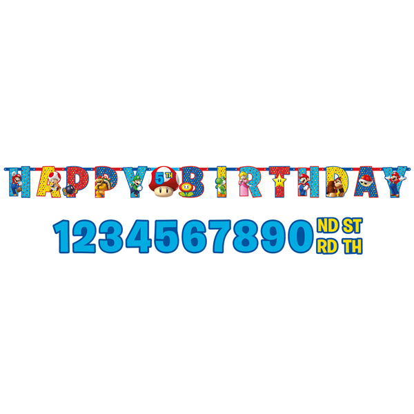 Super Mario Happy Birthday Letter Banner