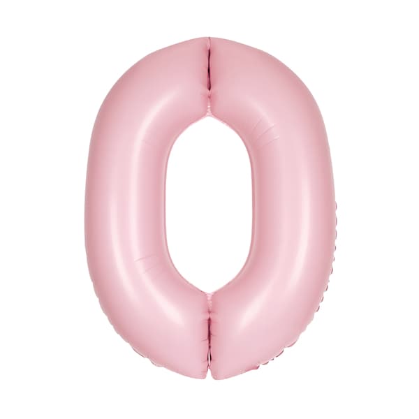34" Pastel Matte Pink Number 0 Supershape Balloons