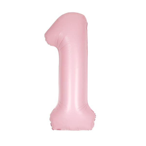 34" Pastel Matte Pink Number 1 Supershape Balloons