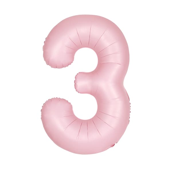 34" Pastel Matte Pink Number 3 Supershape Balloons