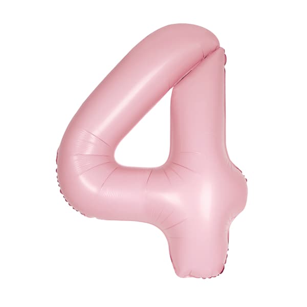 34" Pastel Matte Pink Number 4 Supershape Balloons