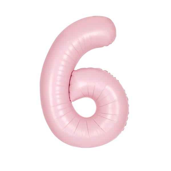 34" Pastel Matte Pink Number 6 Supershape Balloons