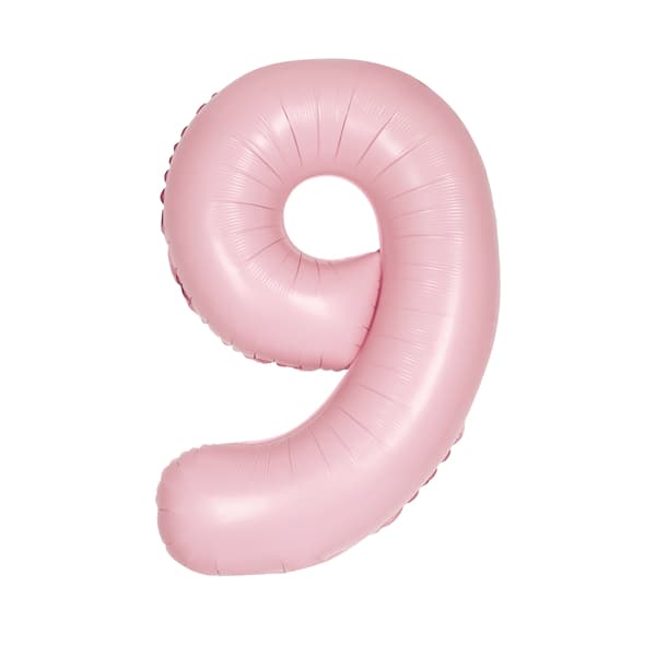 34" Pastel Matte Pink Number 9 Supershape Balloons