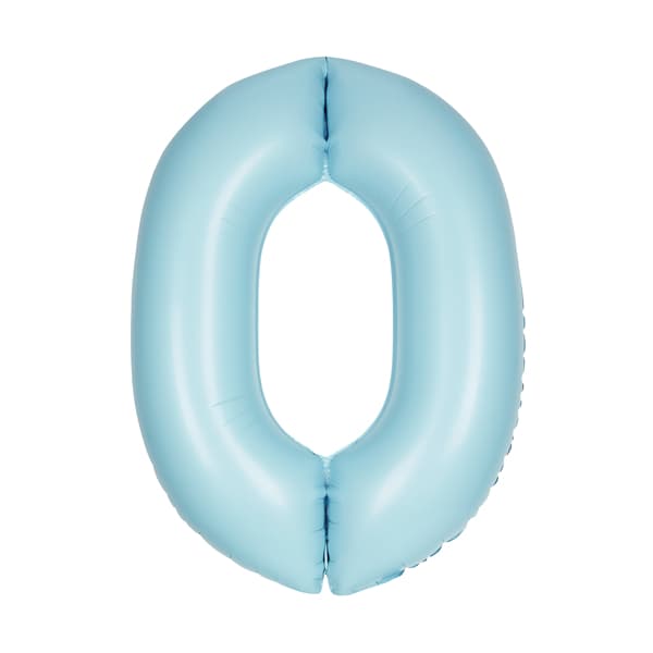 34" Pastel Matte Blue Number 0 Supershape Balloons