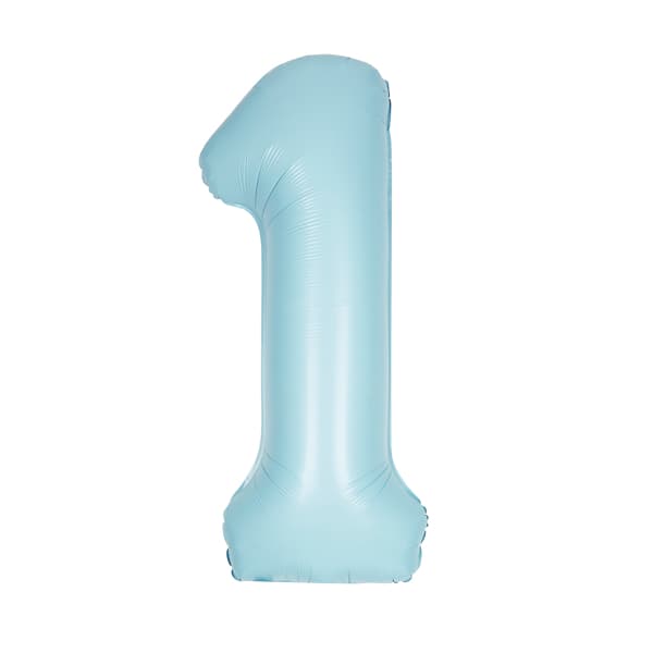 34" Pastel Matte Blue Number 1 Supershape Balloons