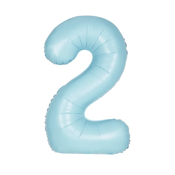 34" Pastel Matte Blue Number 2 Supershape Balloons