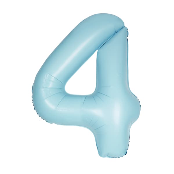 34" Pastel Matte Blue Number 4 Supershape Balloons