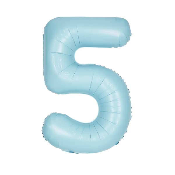 34" Pastel Matte Blue Number 5 Supershape Balloons