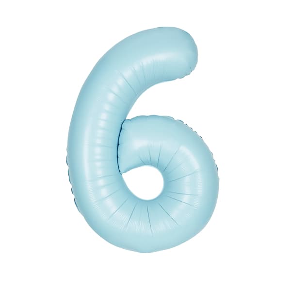 34" Pastel Matte Blue Number 6 Supershape Balloons