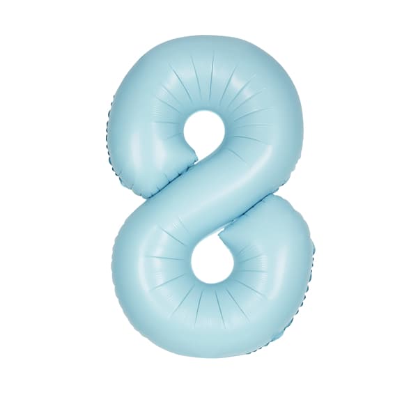 34" Pastel Matte Blue Number 8 Supershape Balloons