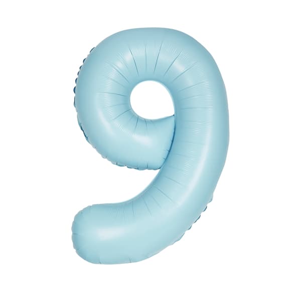 34" Pastel Matte Blue Number 9 Supershape Balloons