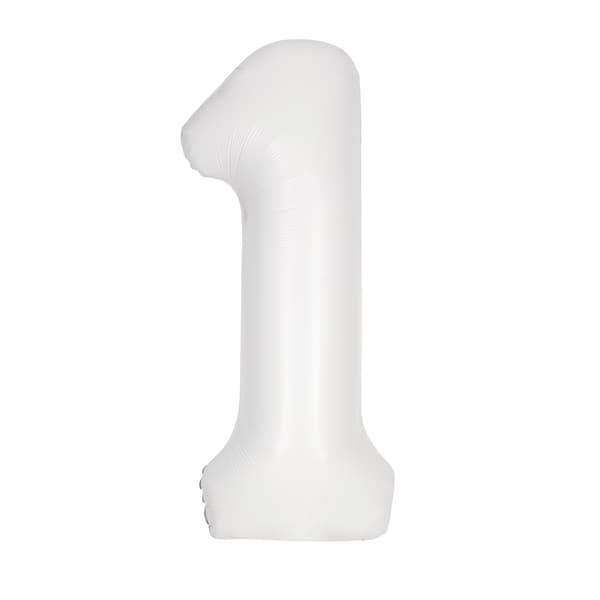 34" Matte White Number 1 Supershape Balloons