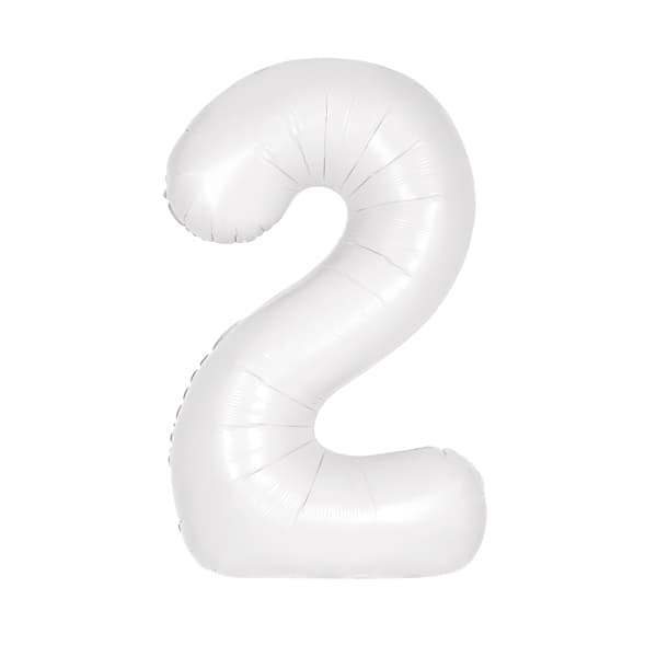 34" Matte White Number 2 Supershape Balloons