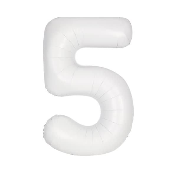 34" Matte White Number 5 Supershape Balloons
