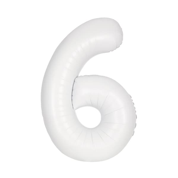 34" Matte White Number 6 Supershape Balloons