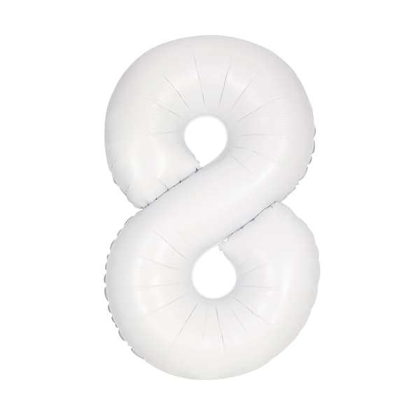 34" Matte White Number 8 Supershape Balloons